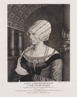 KG 01286
<br/>
Portret Anna Scheckenpürlin, vrouw Jacob Meyer (?)
<br/>
<em>Hübner, Bartholomäus (1727-na 1795)</em>